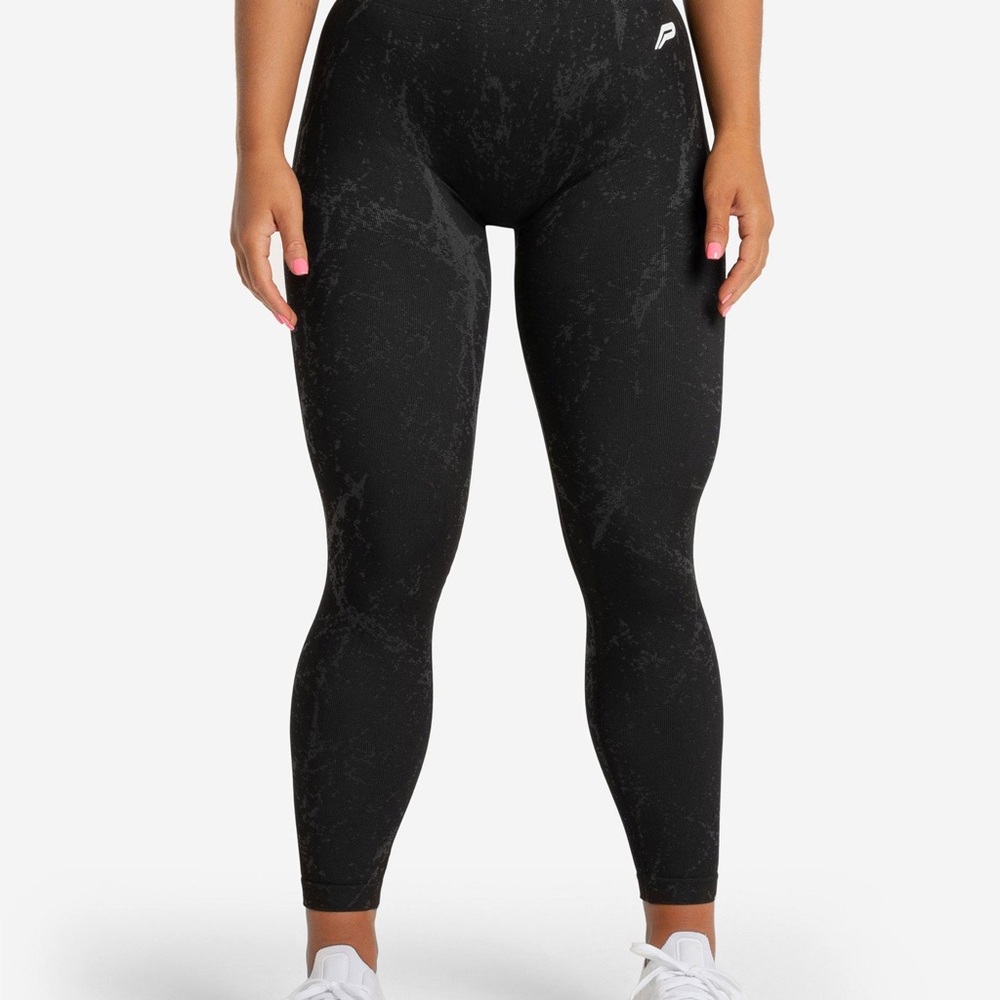 High-Waist Black Marble Leggings - Performance Tights